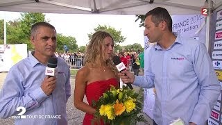Interview de Marion Rousse, compagne de Tony Gallopin - Tour de France 2014 - 9e étape