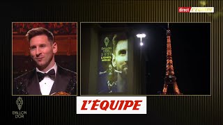 Le visage de Messi projeté sur la façade du Palais de Chaillot - Foot - Ballon d'Or
