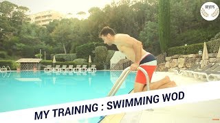 Swimming WOD incl. V ups Squat Jumps